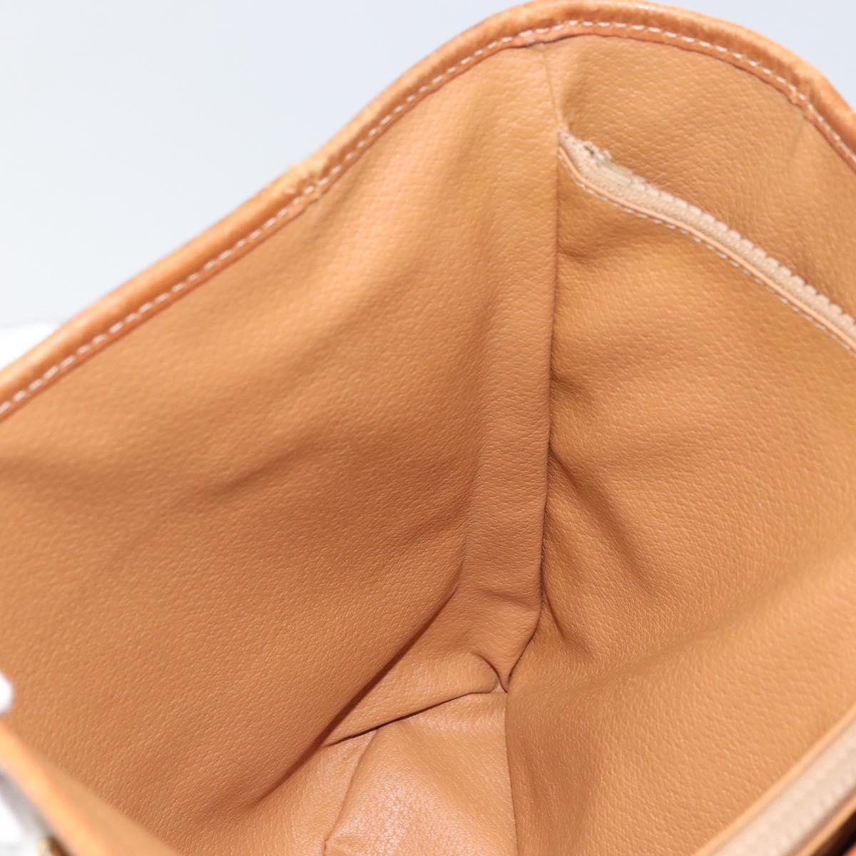 CELINE Macadam Canvas Tote Bag PVC Leather Brown Gold Auth 158377