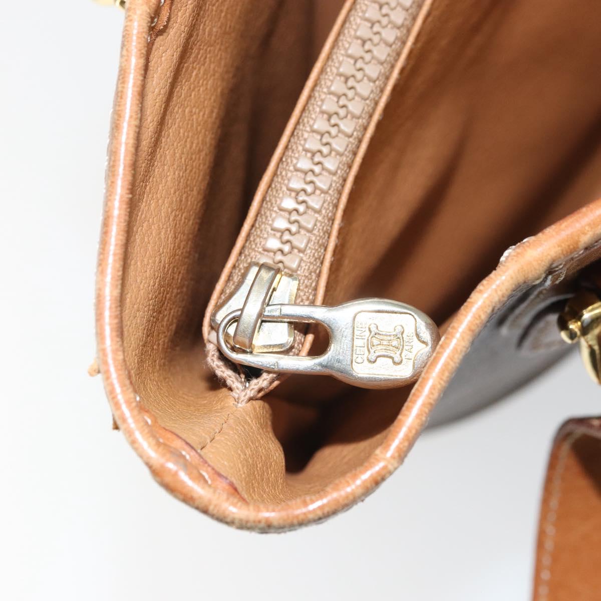 CELINE Macadam Canvas Tote Bag PVC Leather Brown Gold Auth 158377