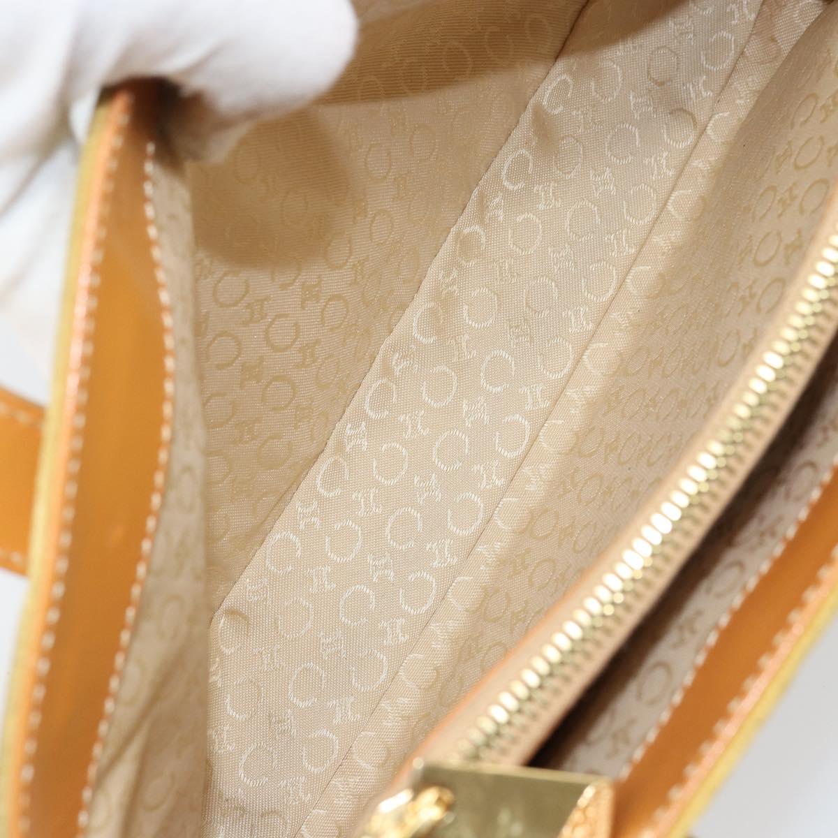 CELINE C Macadam Canvas Tote Bag Suede Yellow Gold Auth 158378