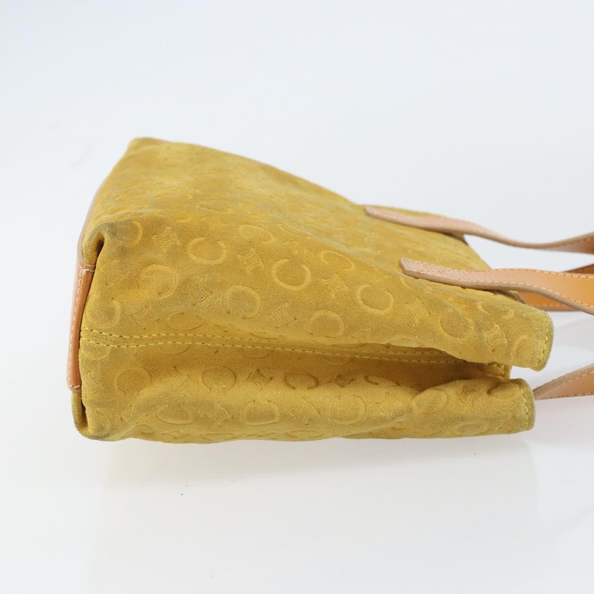 CELINE C Macadam Canvas Tote Bag Suede Yellow Gold Auth 158378