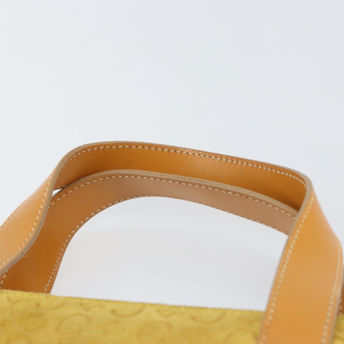 CELINE C Macadam Canvas Tote Bag Suede Yellow Gold Auth 158378