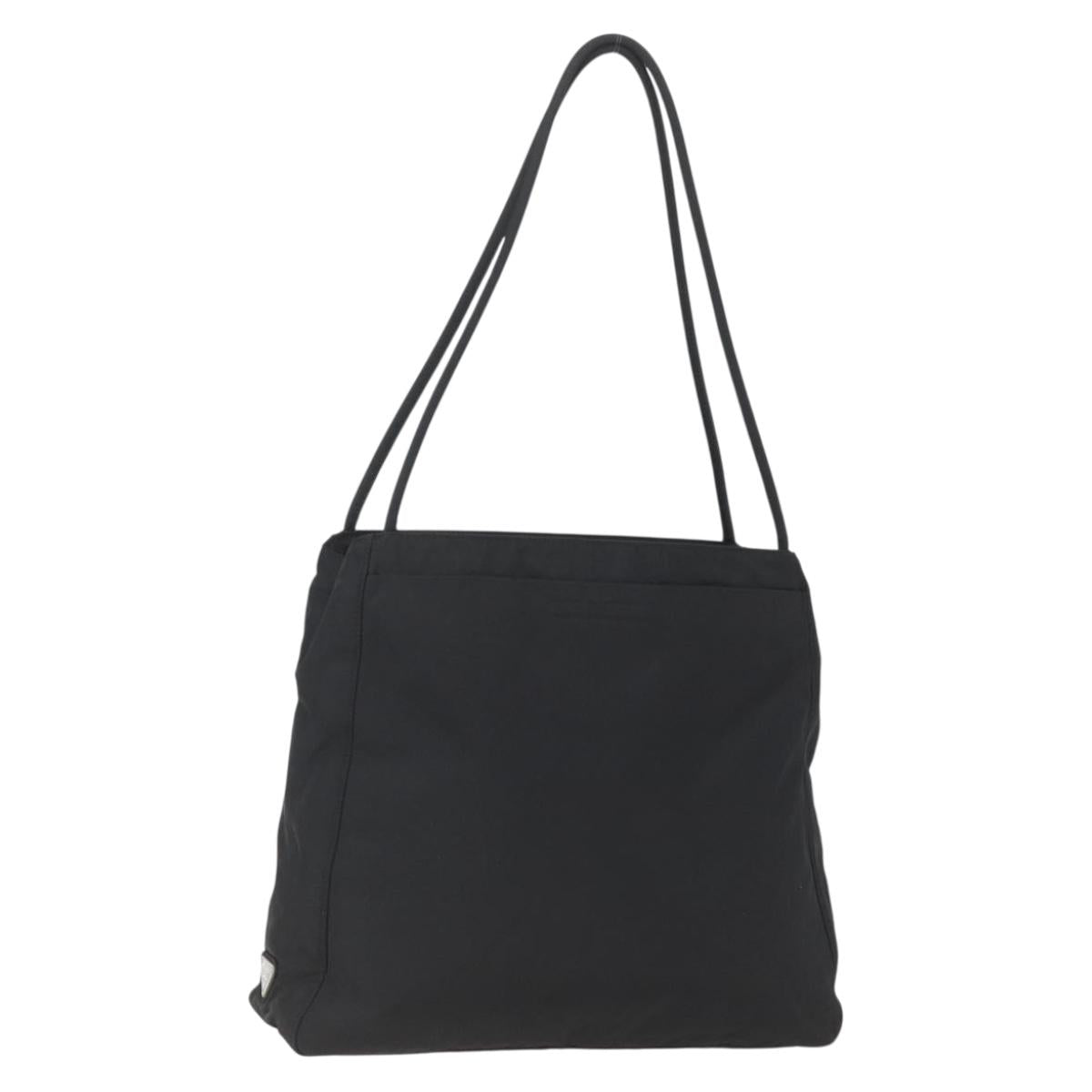 PRADA Tote Bag Nylon Black Silver Auth 158382