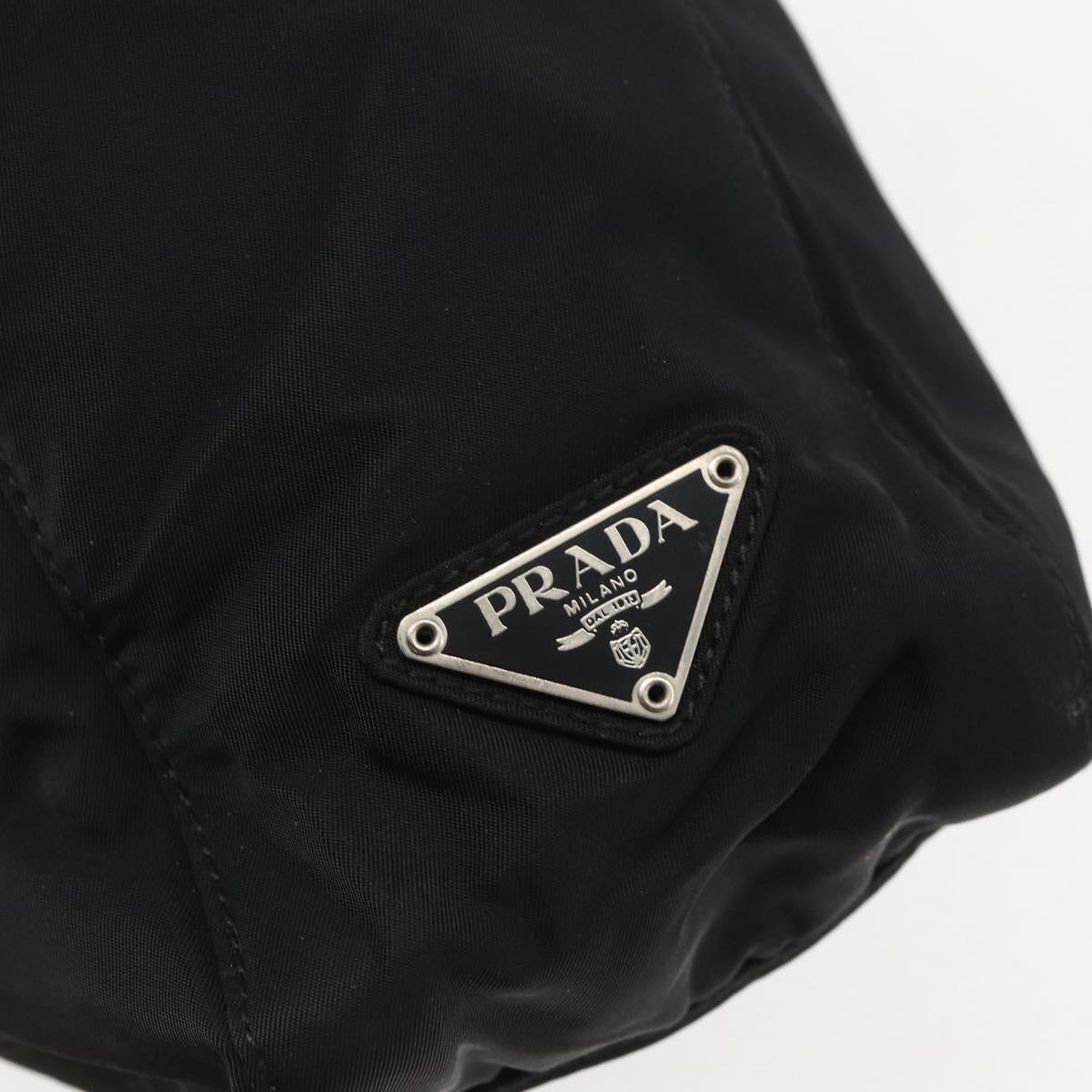 PRADA Tote Bag Nylon Black Silver Auth 158382
