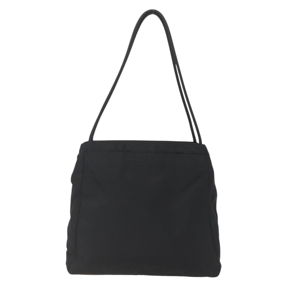 PRADA Tote Bag Nylon Black Silver Auth 158382