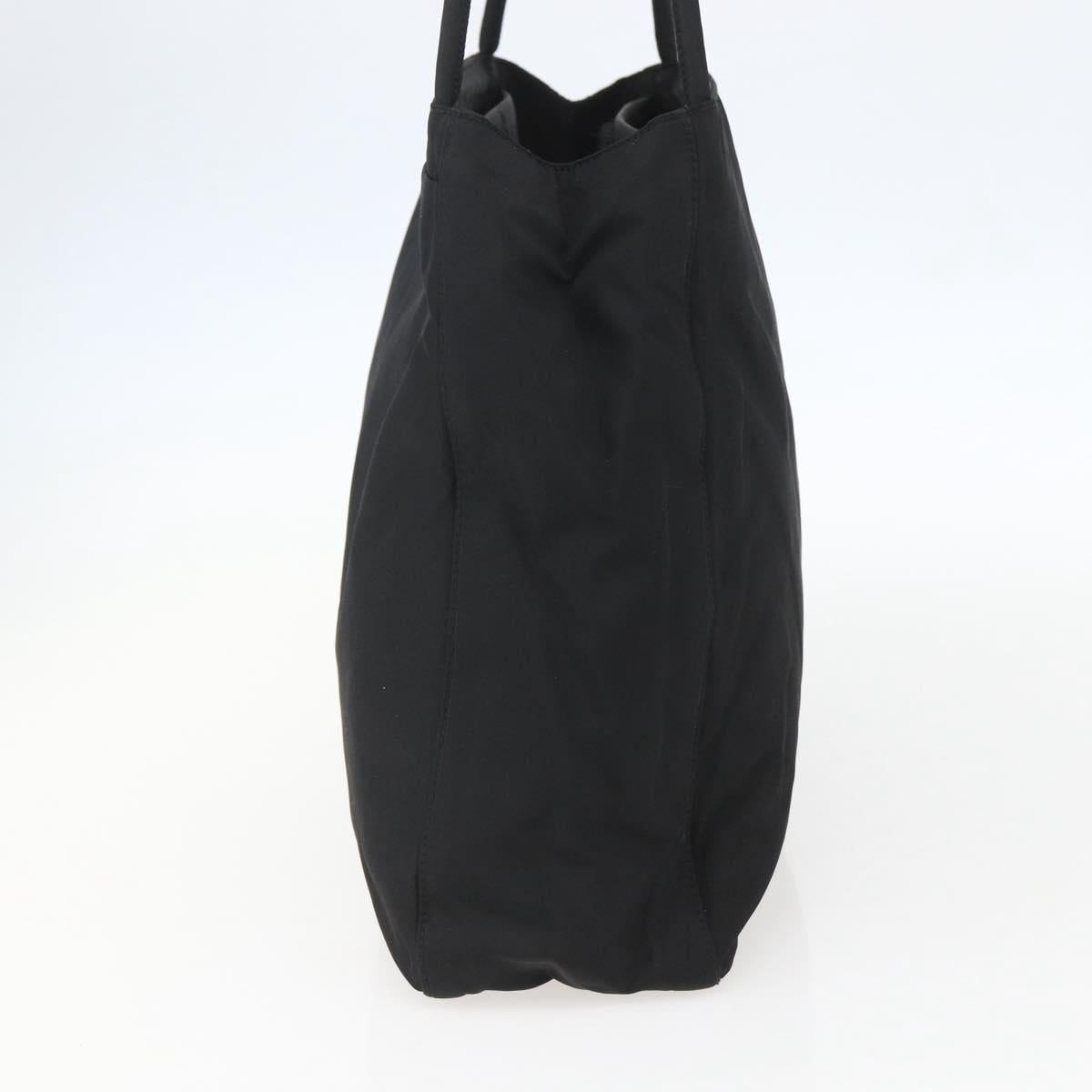 PRADA Tote Bag Nylon Black Silver Auth 158382