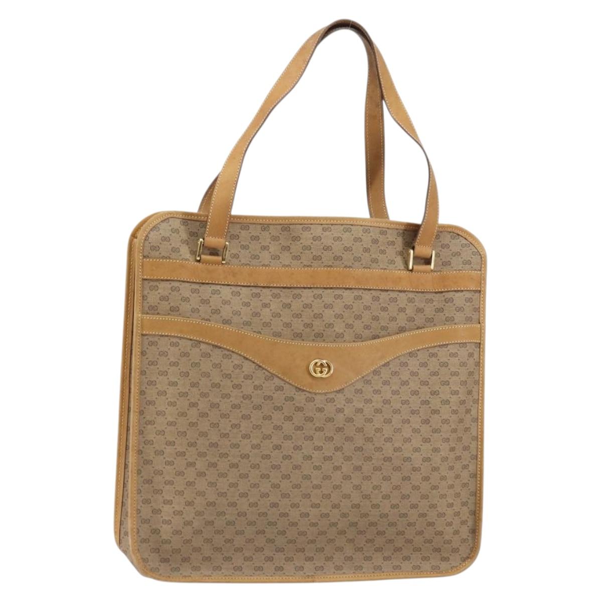 GUCCI Micro GG Supreme Tote Bag PVC Beige Gold 14 002 4428 Auth 158385
