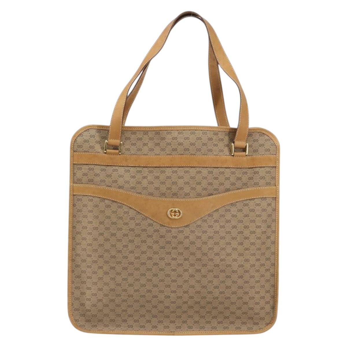 GUCCI Micro GG Supreme Tote Bag PVC Beige Gold 14 002 4428 Auth 158385