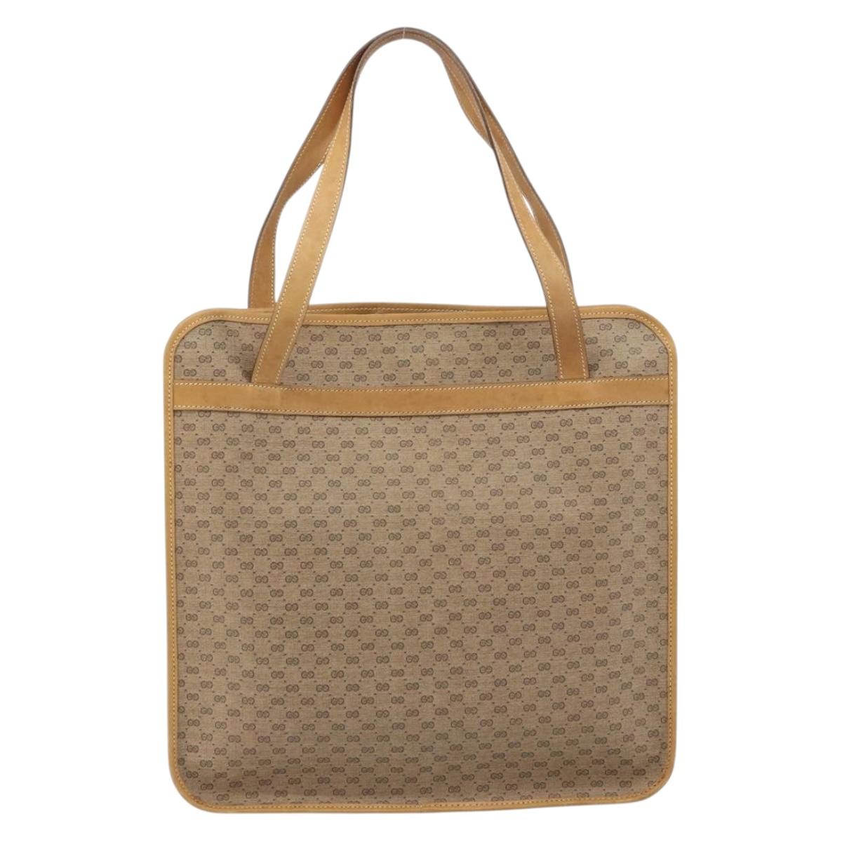 GUCCI Micro GG Supreme Tote Bag PVC Beige Gold 14 002 4428 Auth 158385