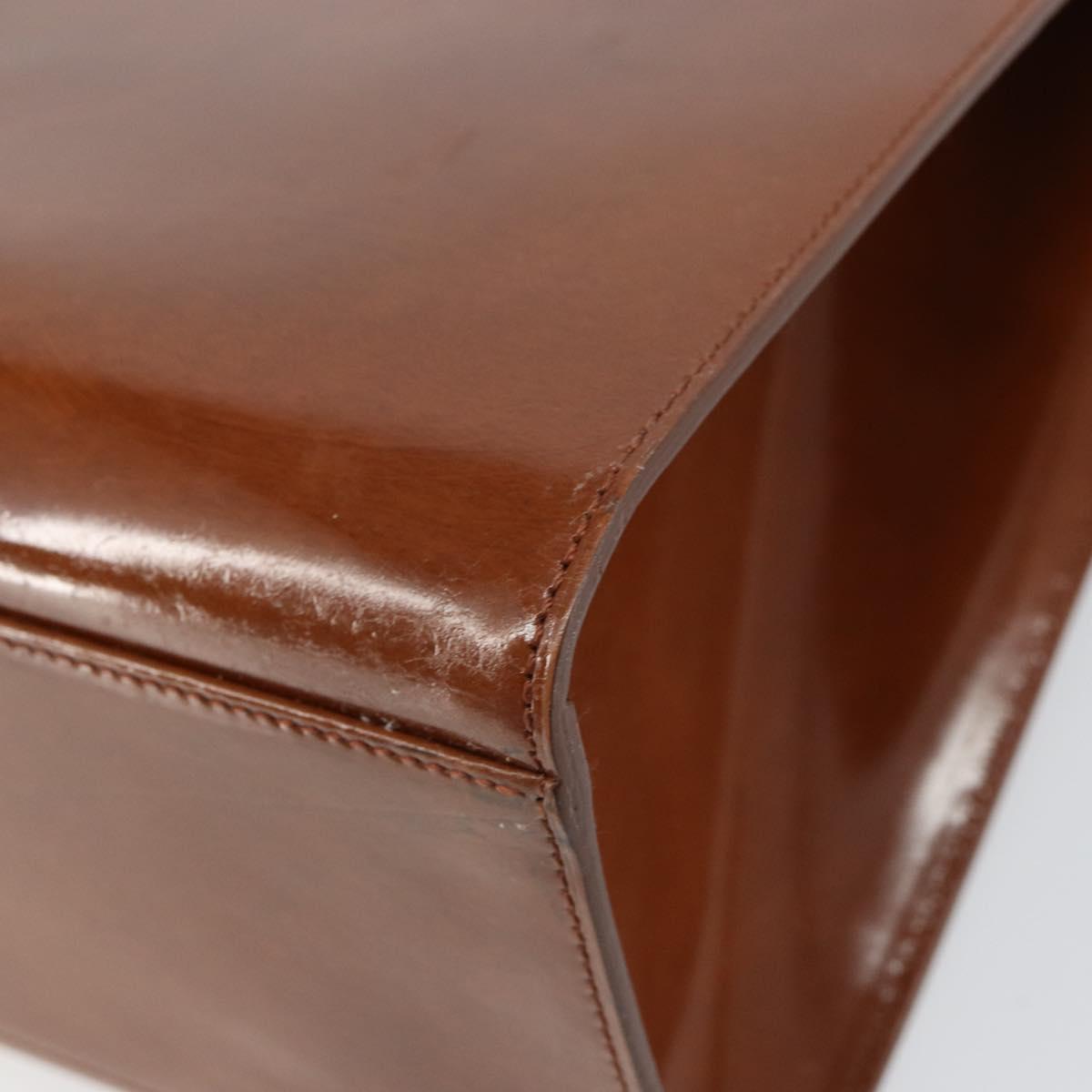 CARTIER PANTHERE Tote Bag Patent leather Brown Silver Auth 158387