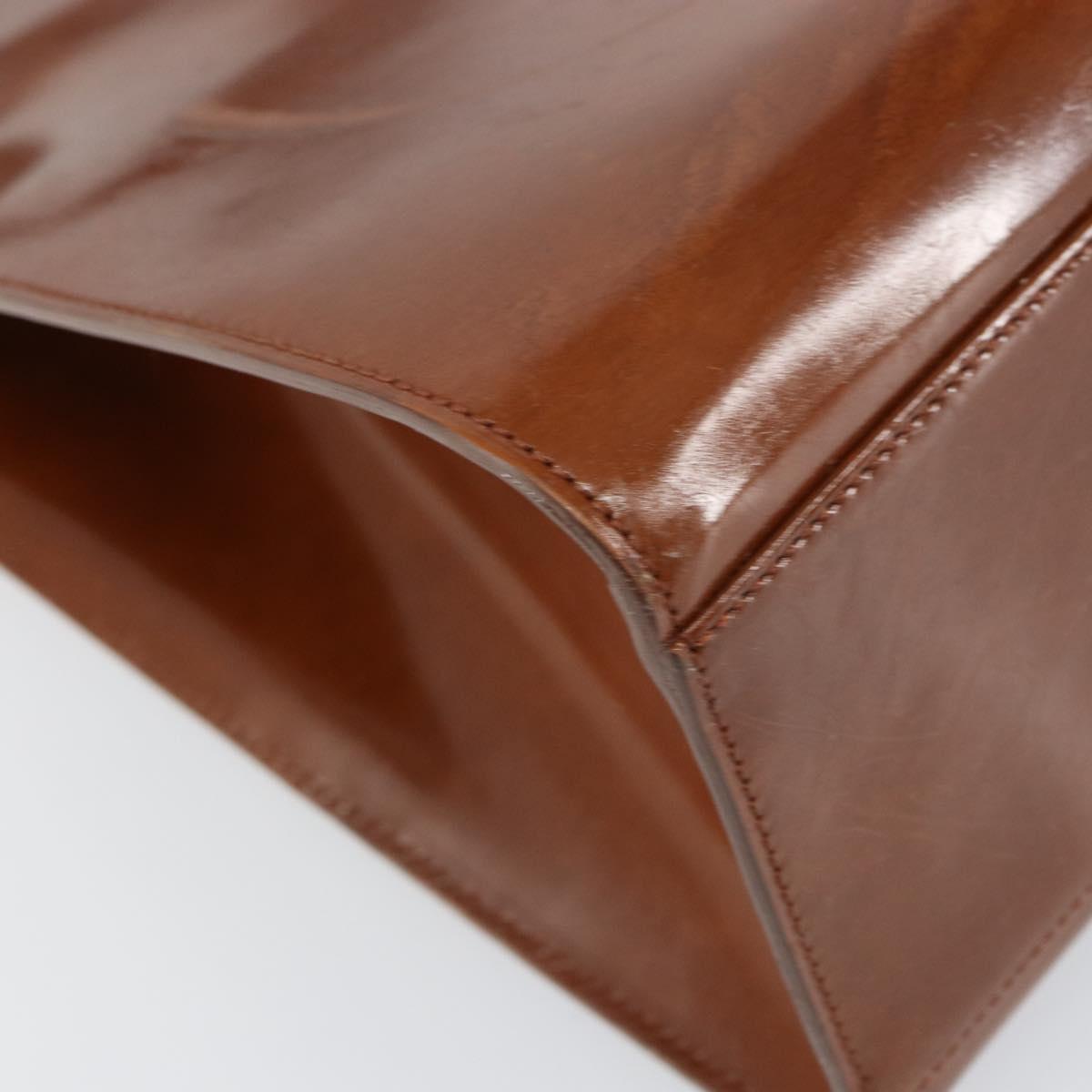 CARTIER PANTHERE Tote Bag Patent leather Brown Silver Auth 158387