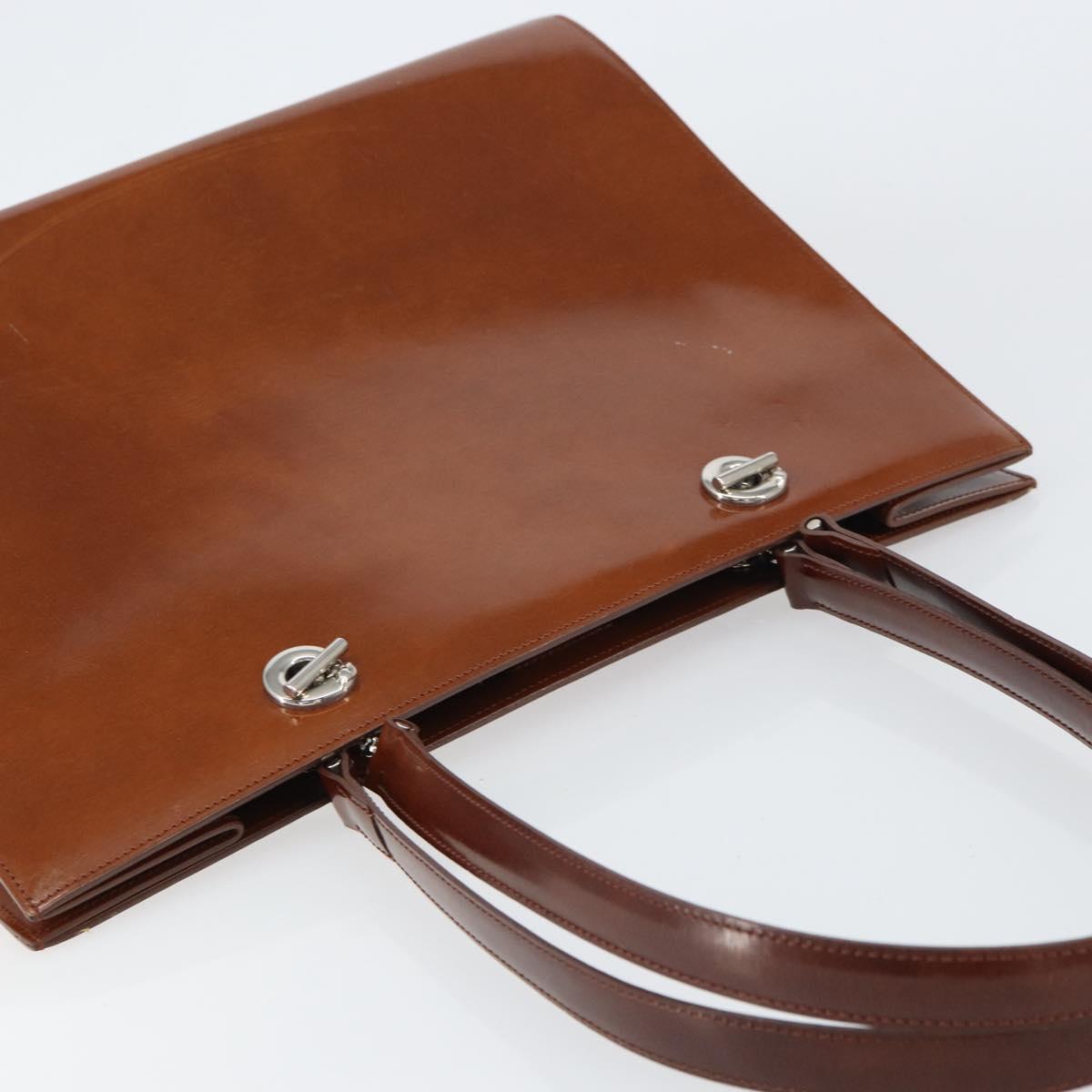 CARTIER PANTHERE Tote Bag Patent leather Brown Silver Auth 158387