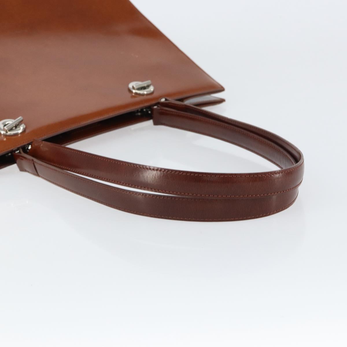 CARTIER PANTHERE Tote Bag Patent leather Brown Silver Auth 158387