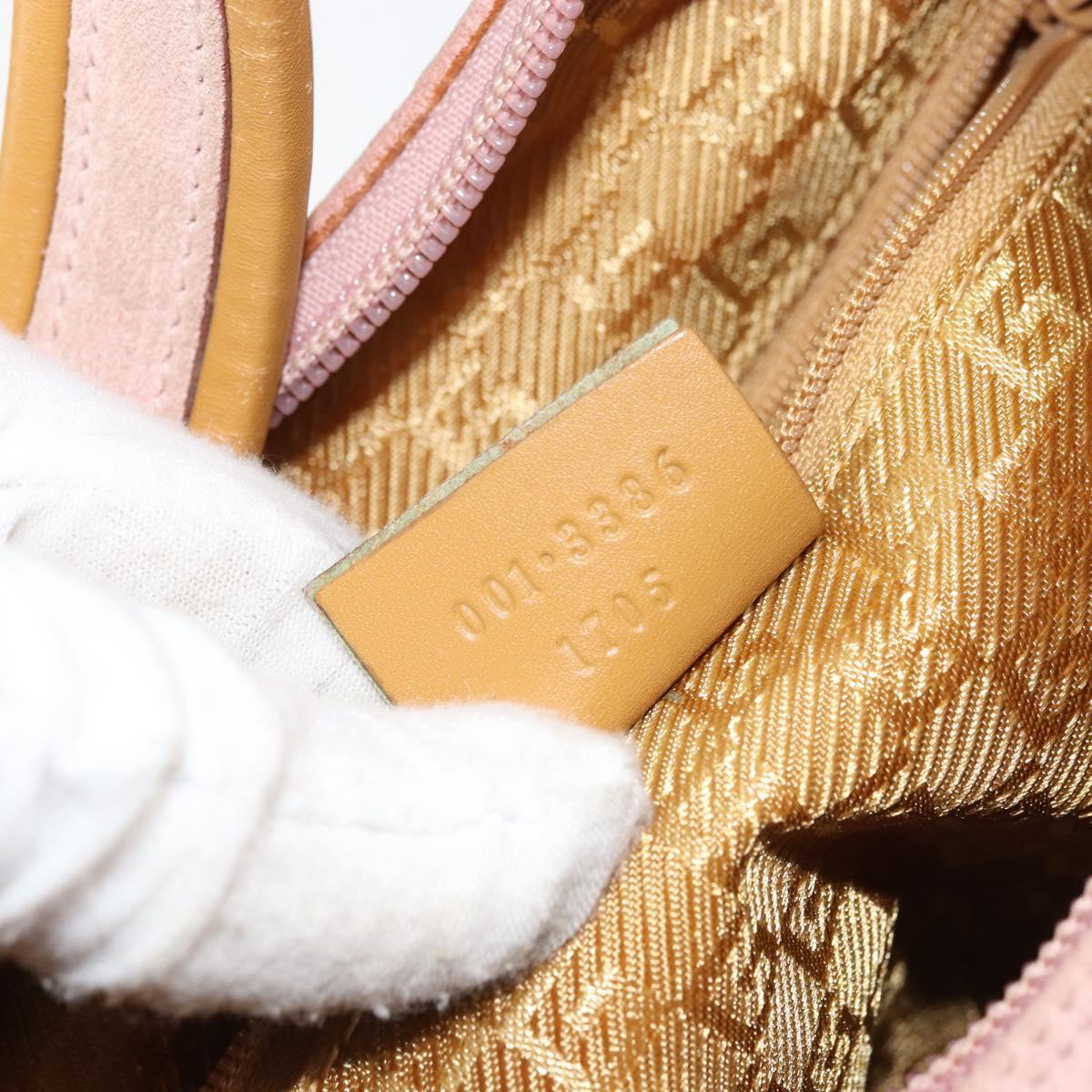 GUCCI Hand Bag Suede Pink Gold 001 3386 1705 Auth 158392