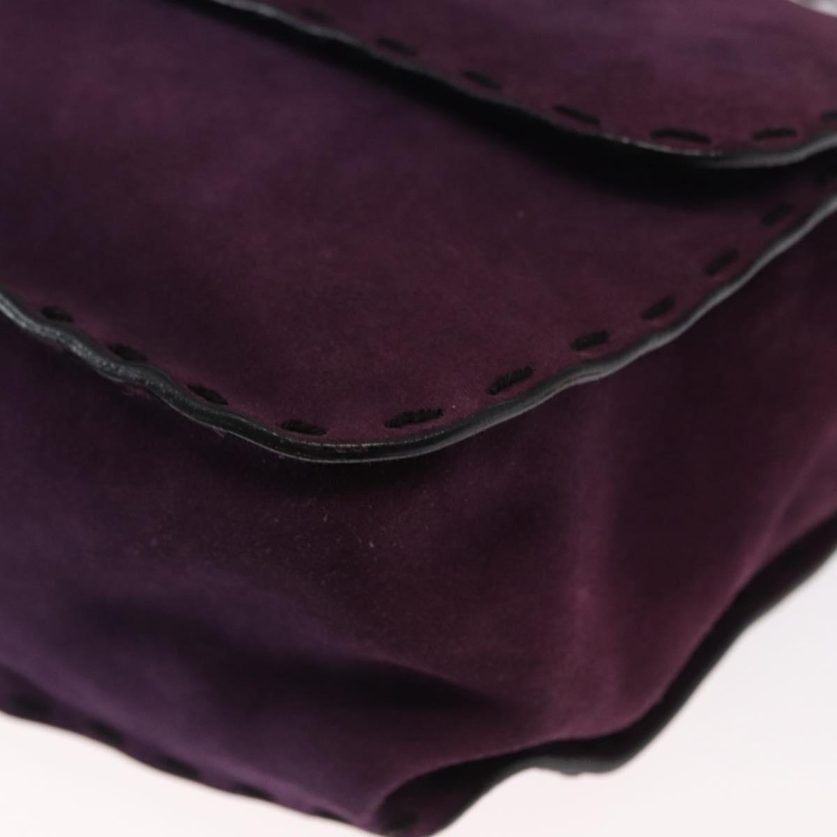 PRADA Shoulder Bag Suede Purple Gold Auth 158394