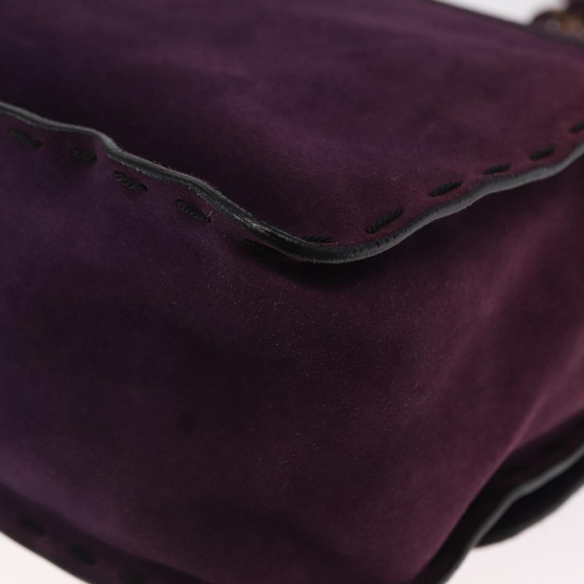 PRADA Shoulder Bag Suede Purple Gold Auth 158394