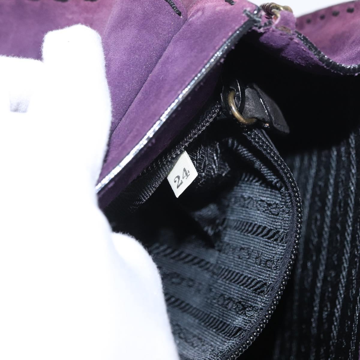 PRADA Shoulder Bag Suede Purple Gold Auth 158394