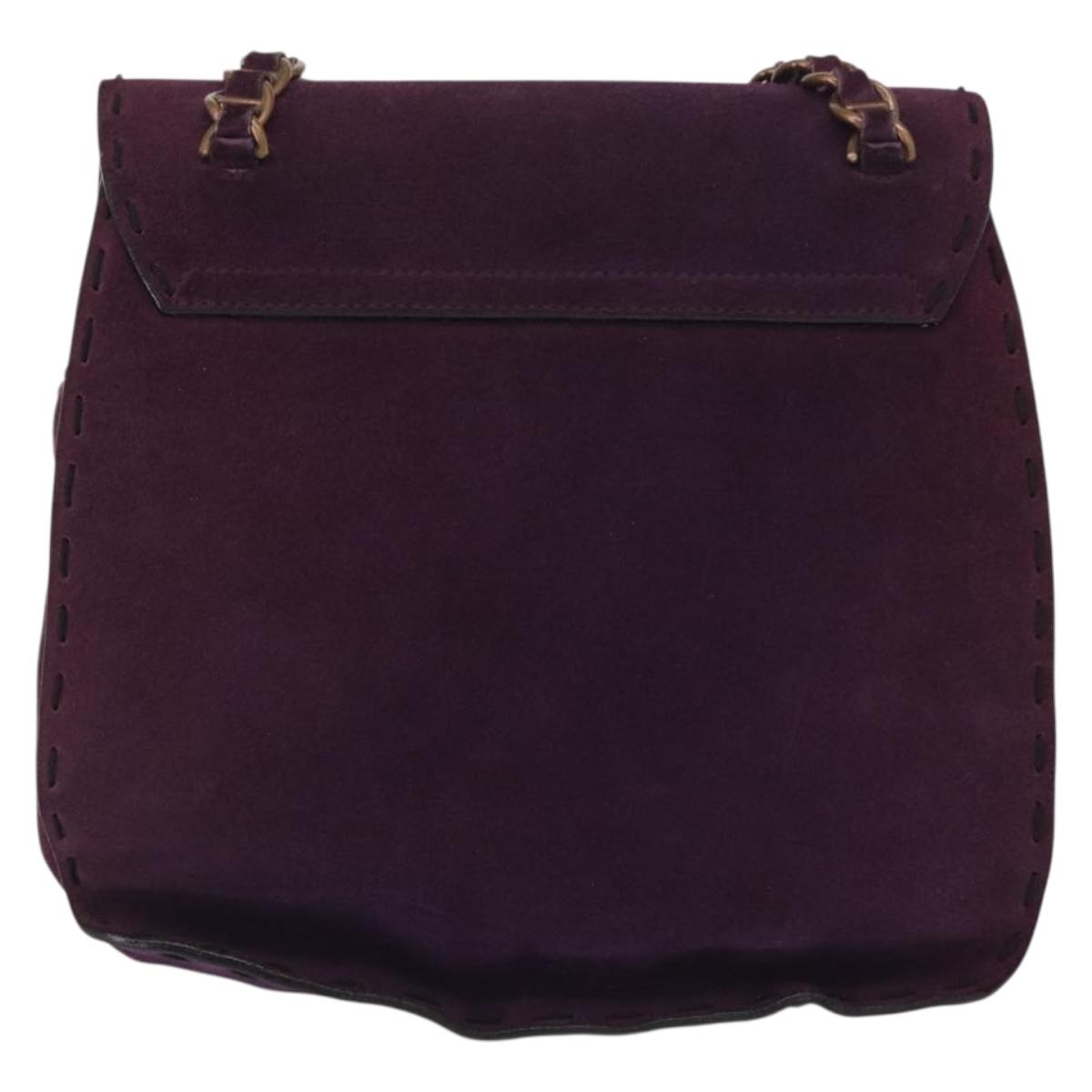 PRADA Shoulder Bag Suede Purple Gold Auth 158394