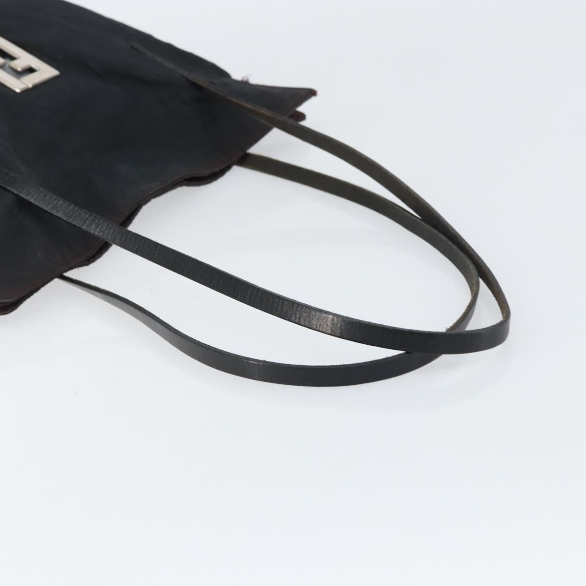 FENDI Zucca Canvas Tote Bag Black Silver Auth 158397