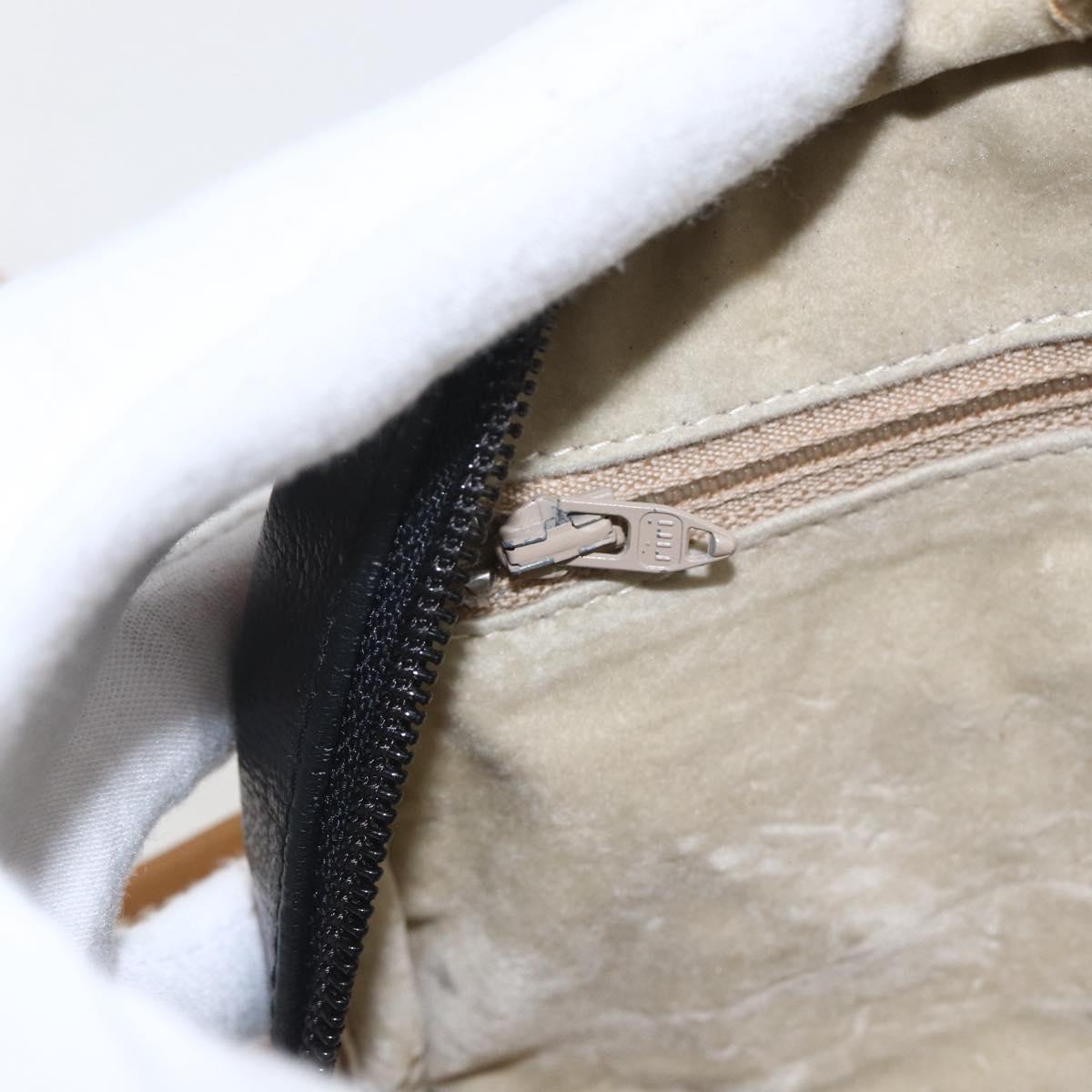 GUCCI Shoulder Bag Leather Black Gold Auth 158401