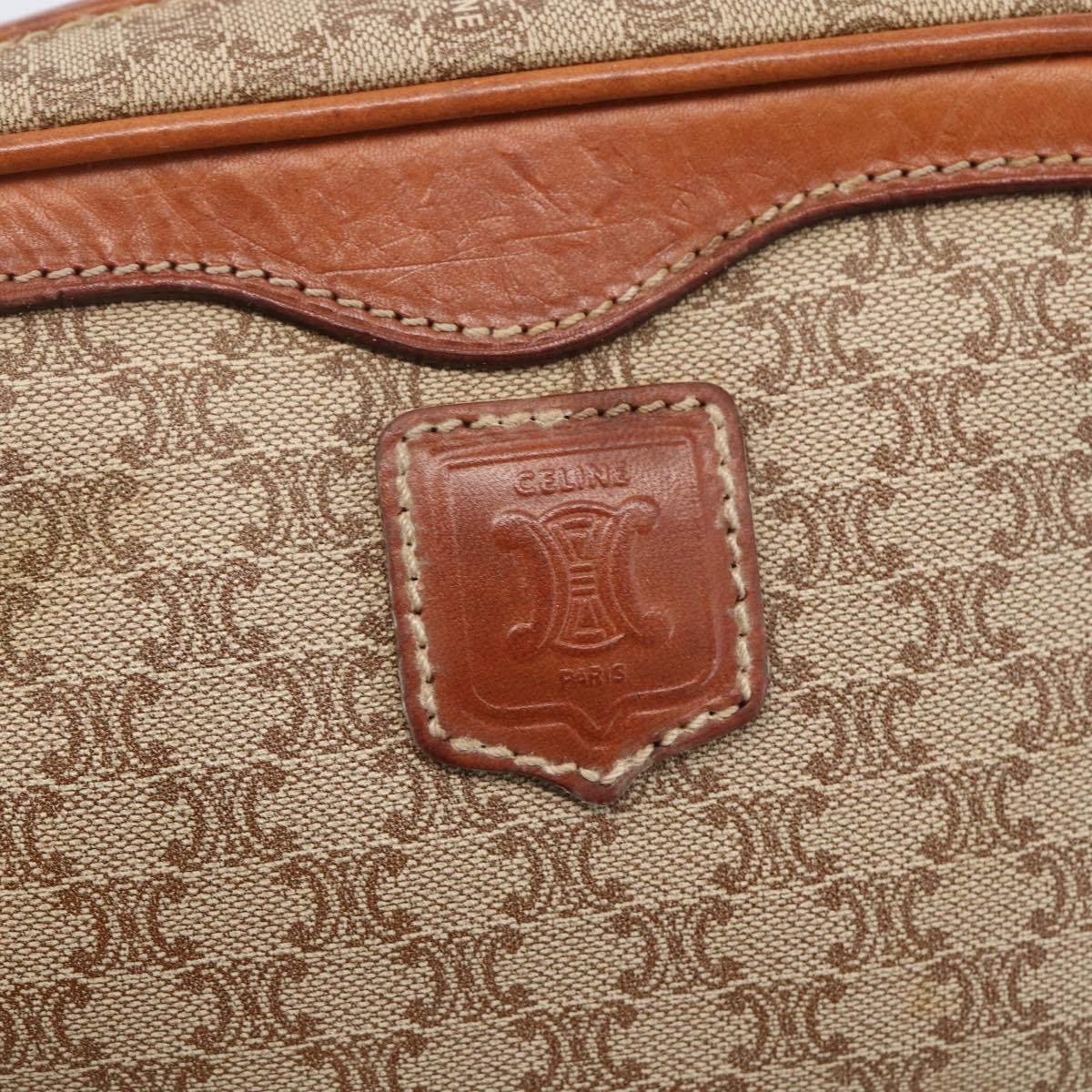 CELINE Macadam Canvas Shoulder Bag PVC Beige Gold Auth 158404