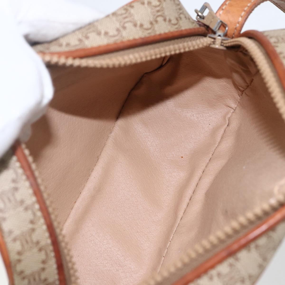 CELINE Macadam Canvas Shoulder Bag PVC Beige Gold Auth 158404