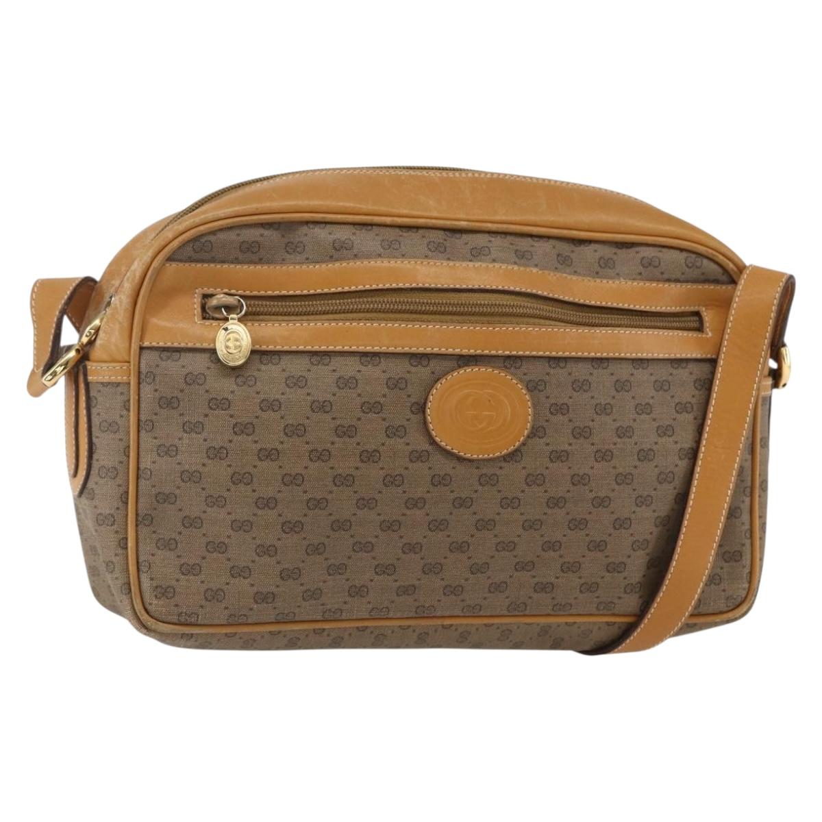 GUCCI Micro GG Supreme Shoulder Bag PVC Beige Gold Auth 158407