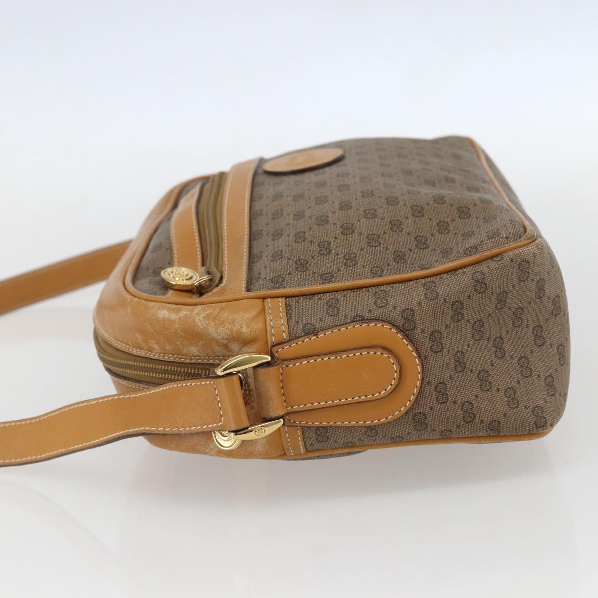 GUCCI Micro GG Supreme Shoulder Bag PVC Beige Gold Auth 158407