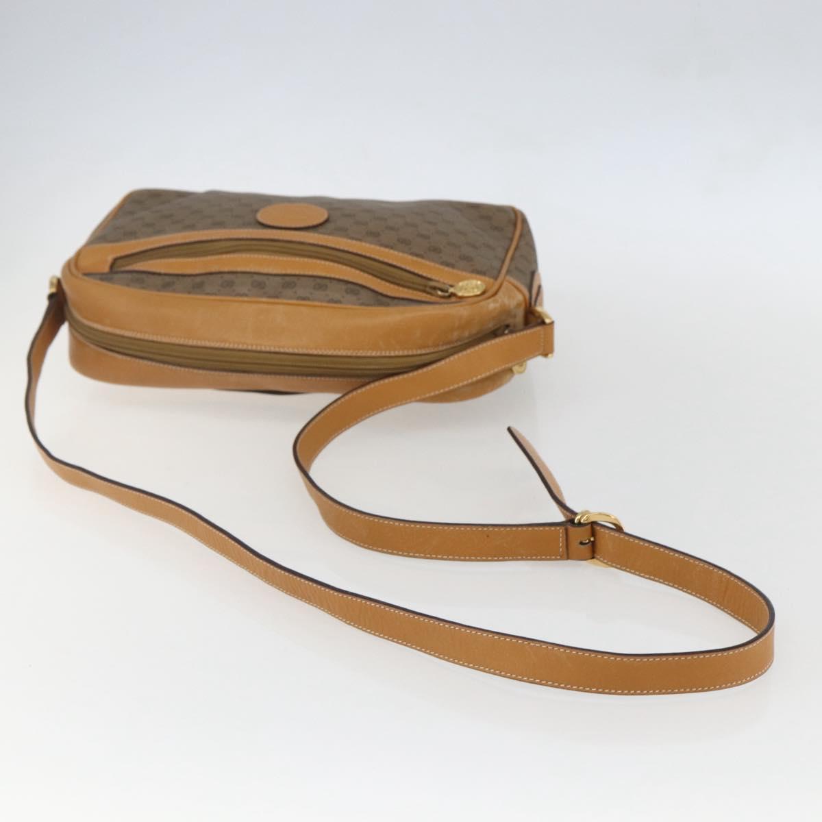 GUCCI Micro GG Supreme Shoulder Bag PVC Beige Gold Auth 158407