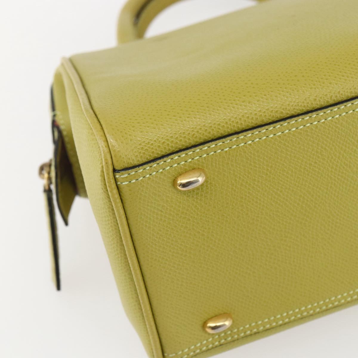 CELINE Hand Bag Leather Yellow Gold Auth 158409
