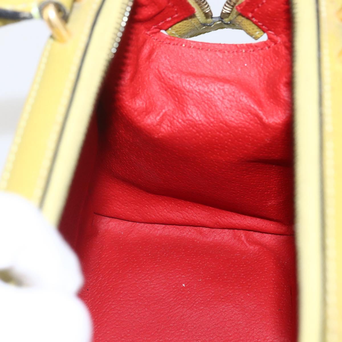 CELINE Hand Bag Leather Yellow Gold Auth 158409