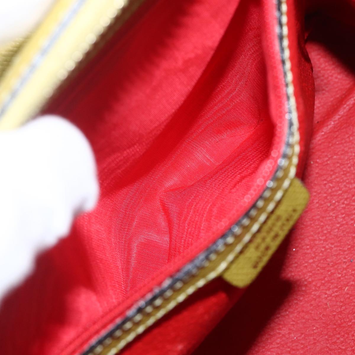 CELINE Hand Bag Leather Yellow Gold Auth 158409