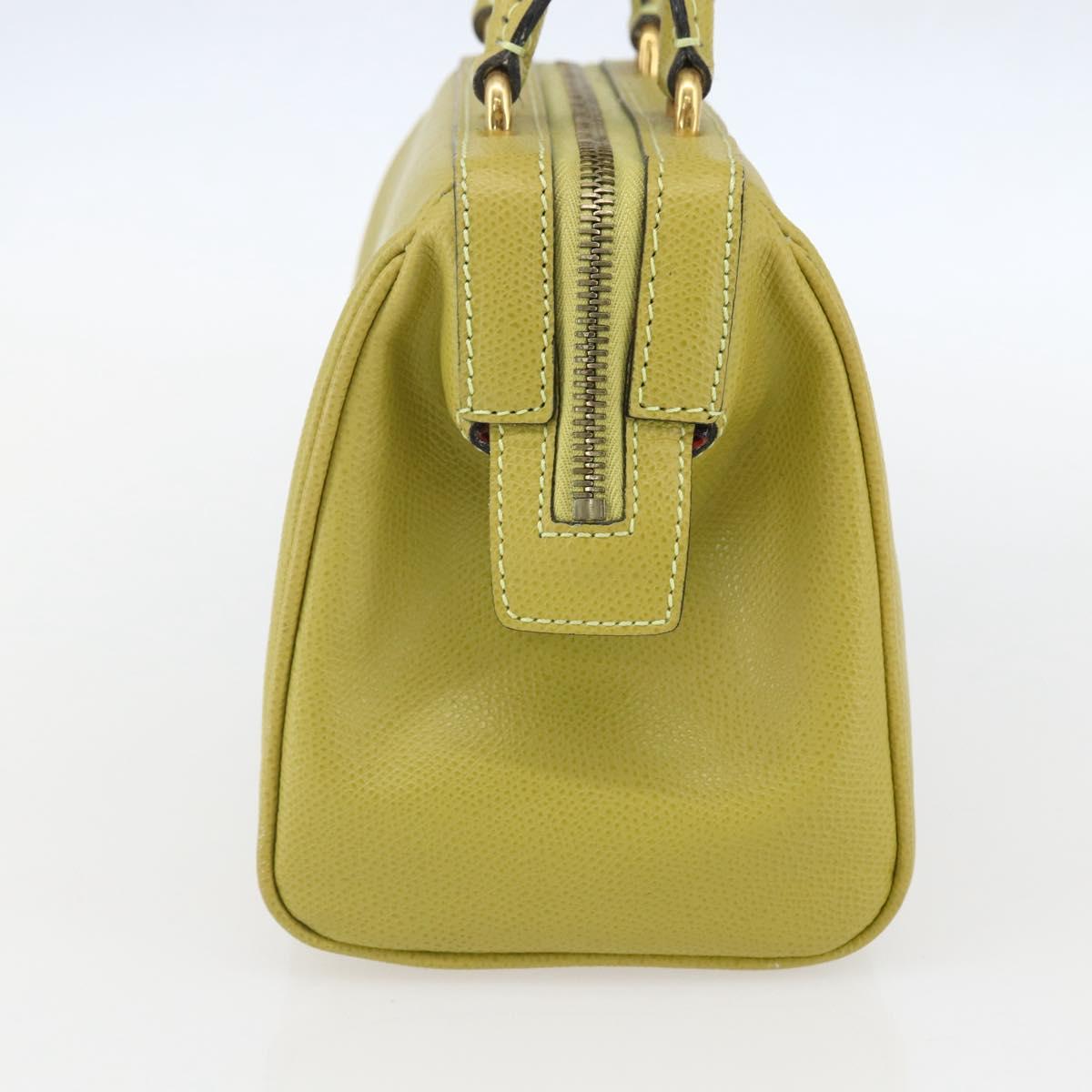 CELINE Hand Bag Leather Yellow Gold Auth 158409