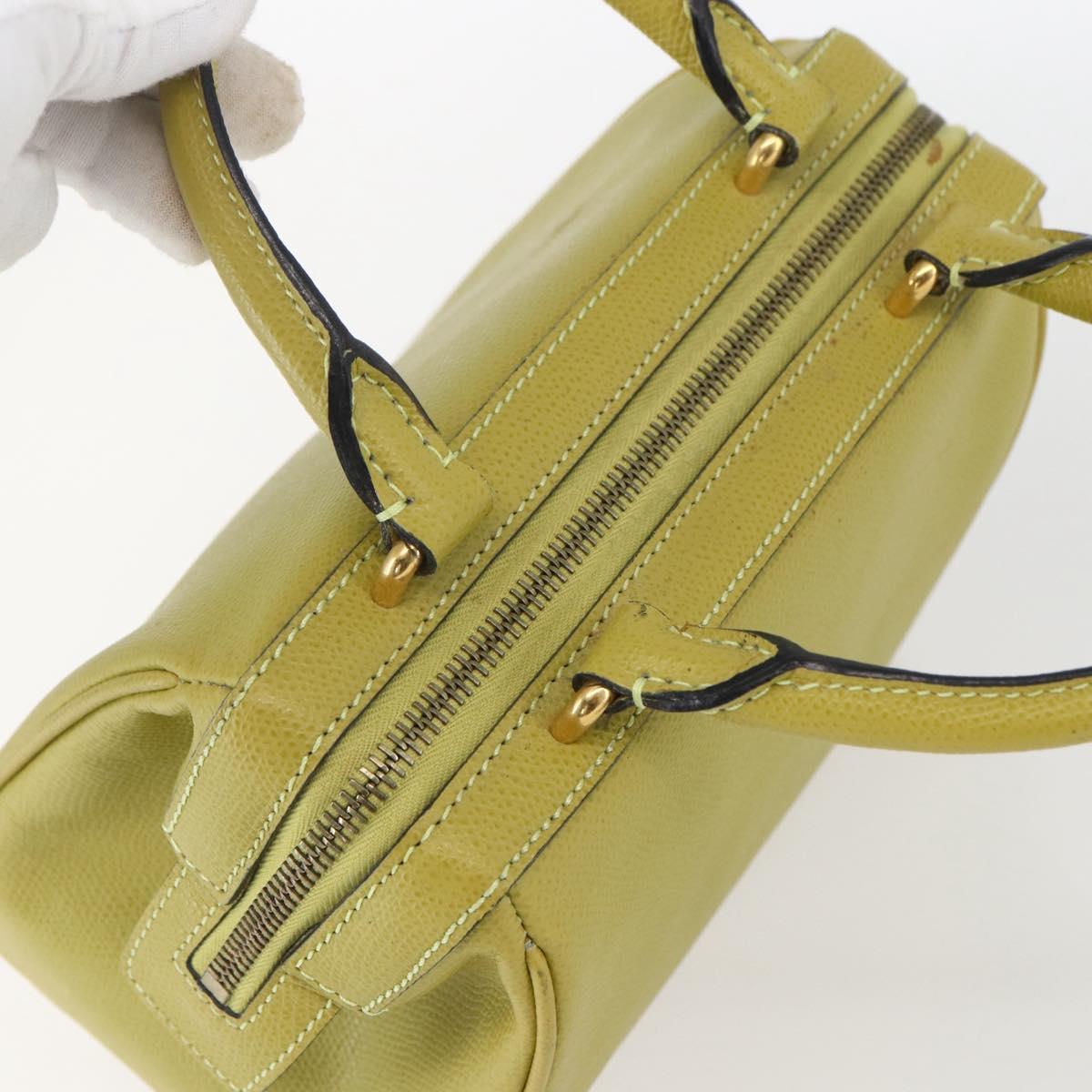 CELINE Hand Bag Leather Yellow Gold Auth 158409