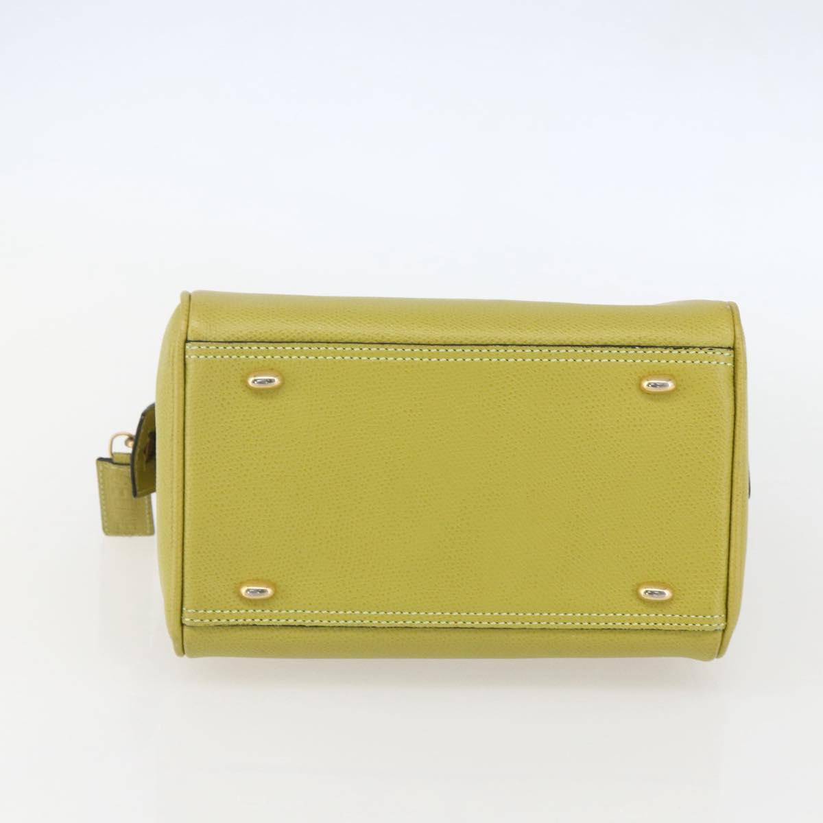 CELINE Hand Bag Leather Yellow Gold Auth 158409