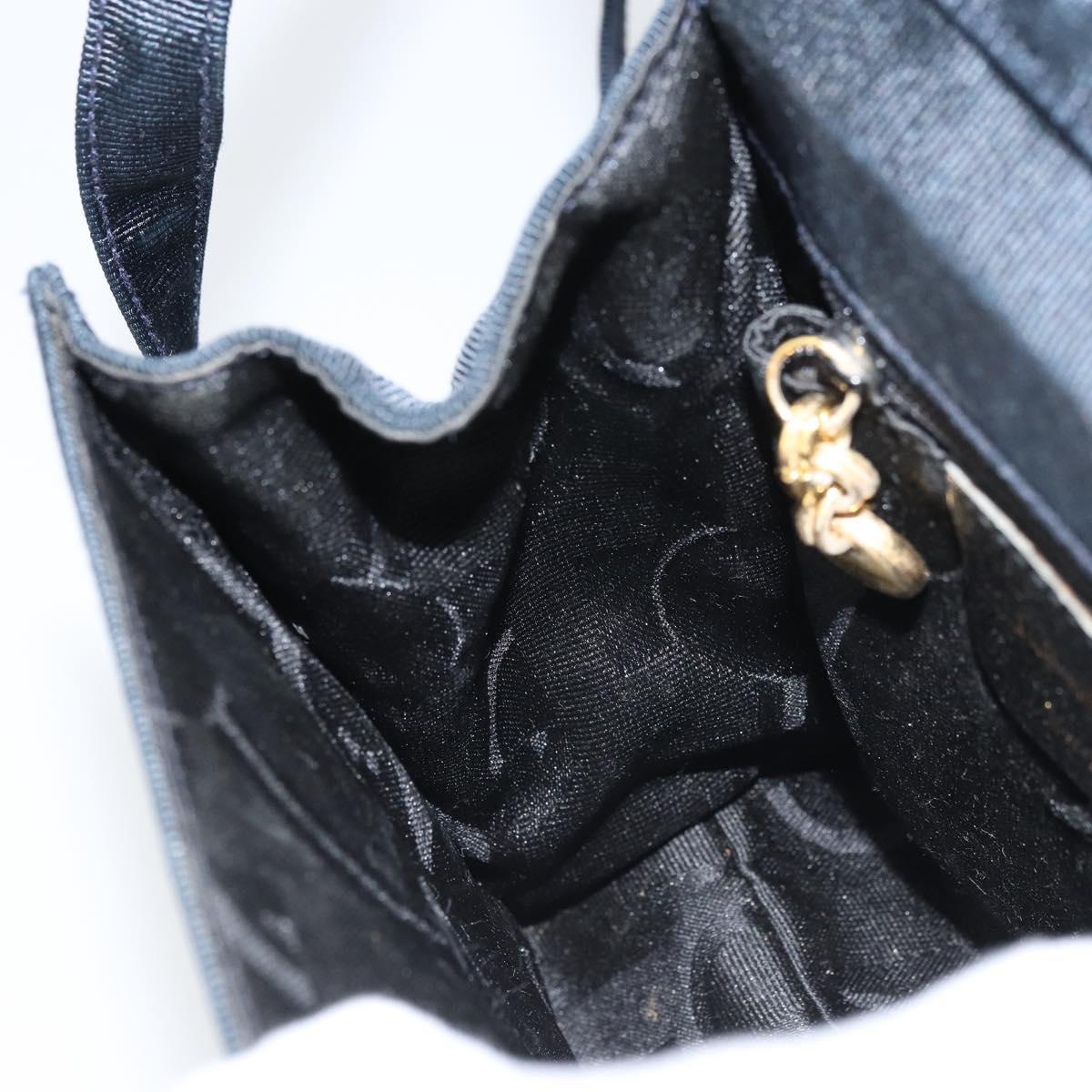 Salvatore Ferragamo Vala Hand Bag Canvas 2way Navy Gold Auth 158410