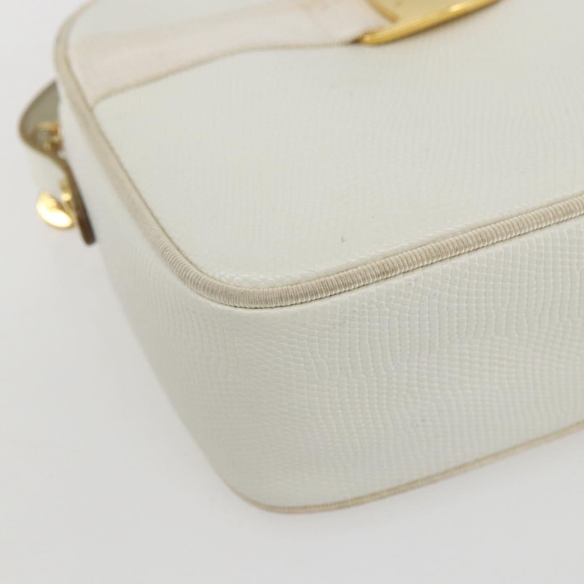 Salvatore Ferragamo Shoulder Bag Leather White Gold Auth 158412