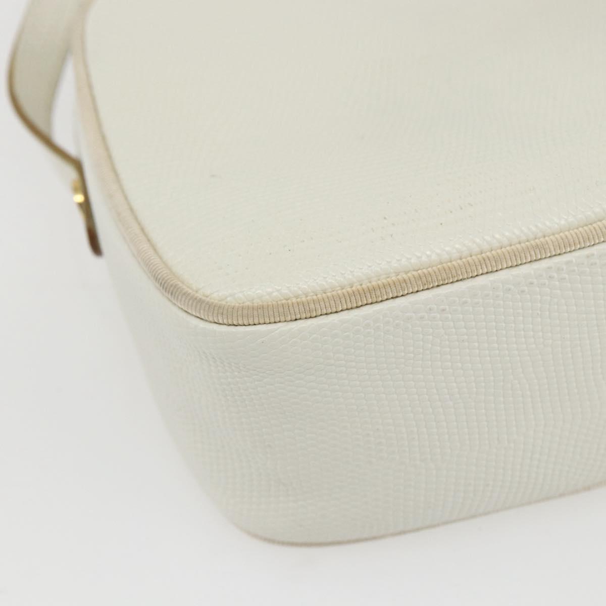 Salvatore Ferragamo Shoulder Bag Leather White Gold Auth 158412