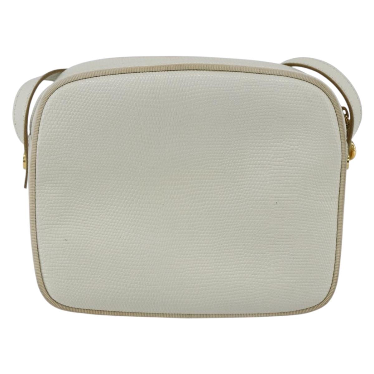 Salvatore Ferragamo Shoulder Bag Leather White Gold Auth 158412