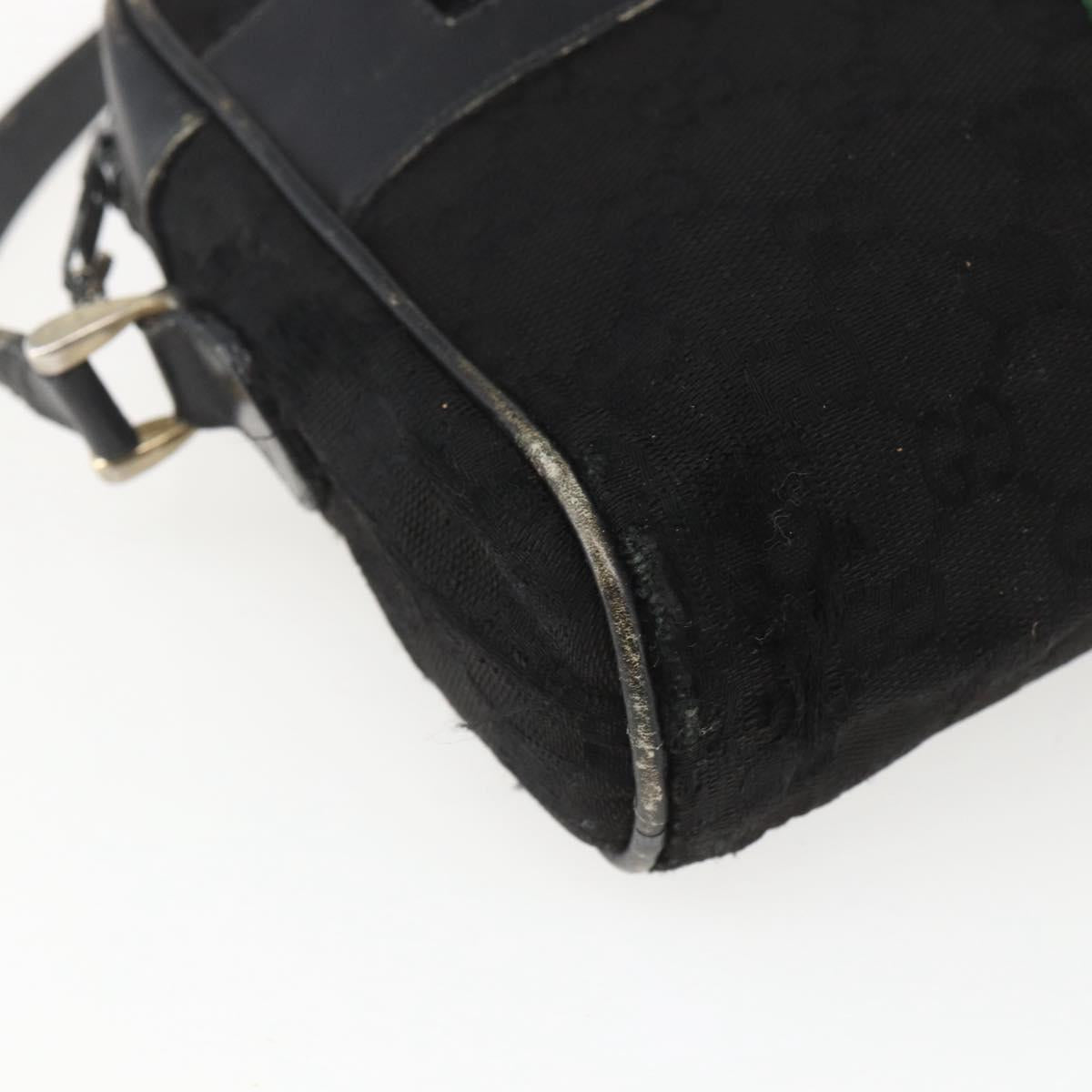 GUCCI GG Canvas Web Sherry Line Shoulder Bag Black Gold Auth 158418