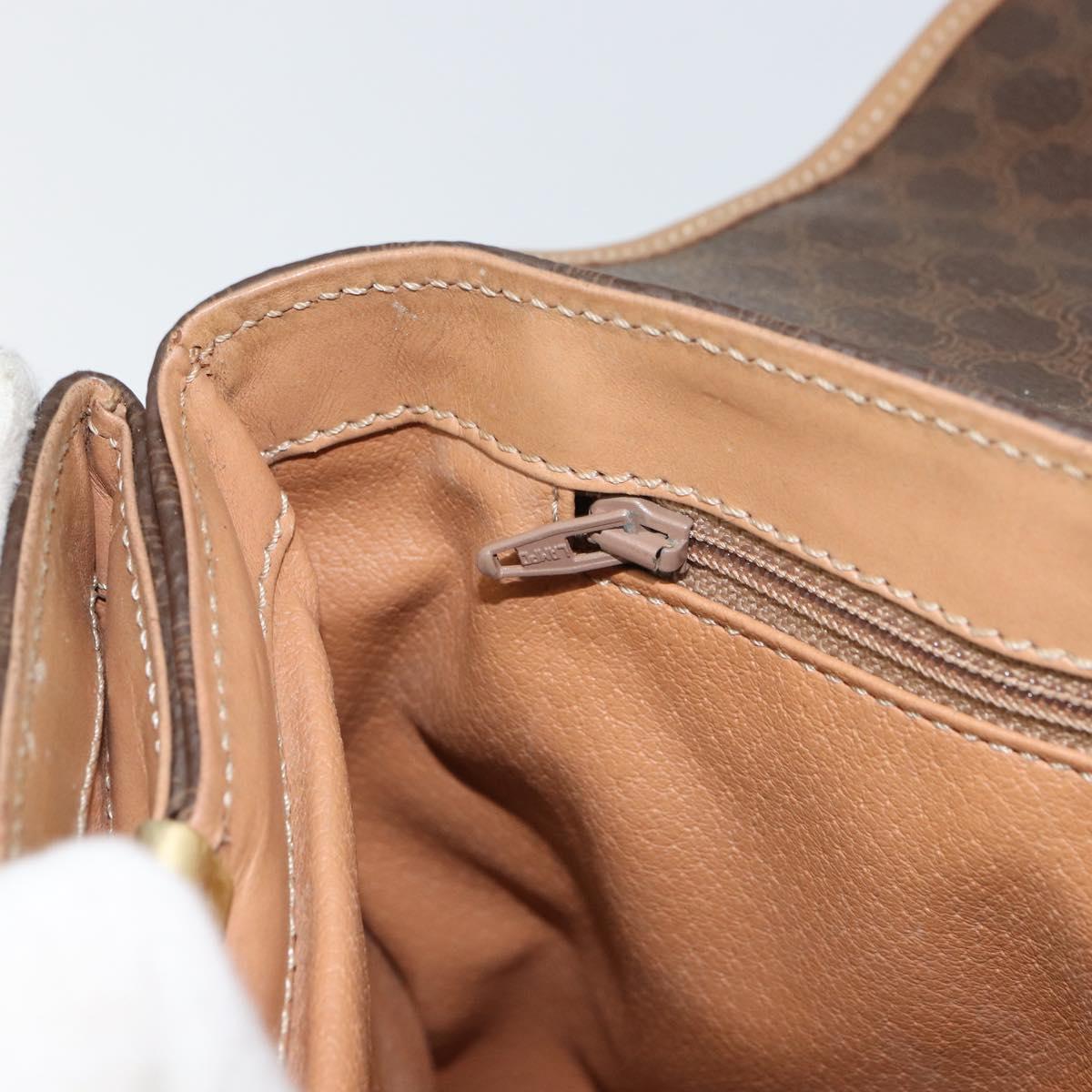 CELINE Macadam Canvas Hand Bag PVC Leather Brown Gold Auth 158419