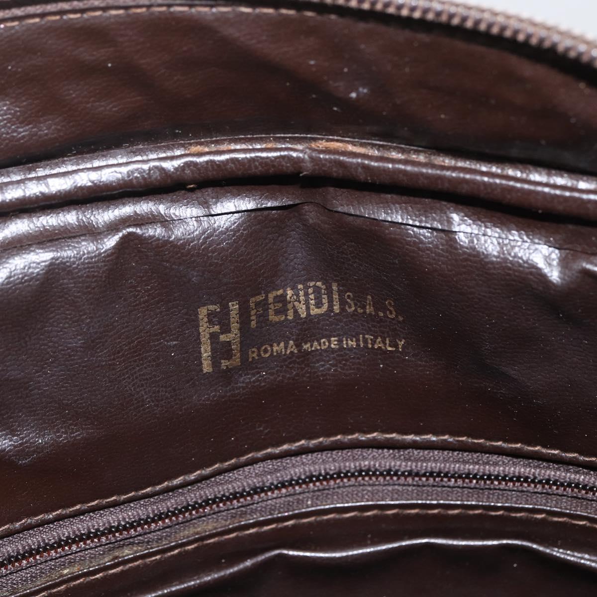 FENDI Zucca Canvas Shoulder Bag Black Brown Auth 158420