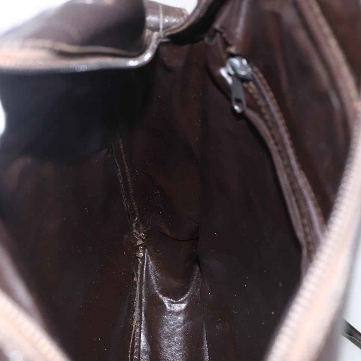 FENDI Zucca Canvas Shoulder Bag Black Brown Auth 158420