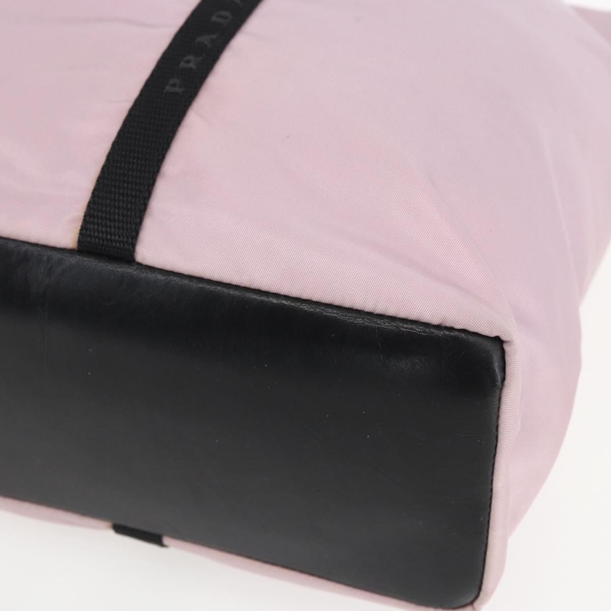 PRADA Tote Bag Nylon Pink Silver Auth 158422
