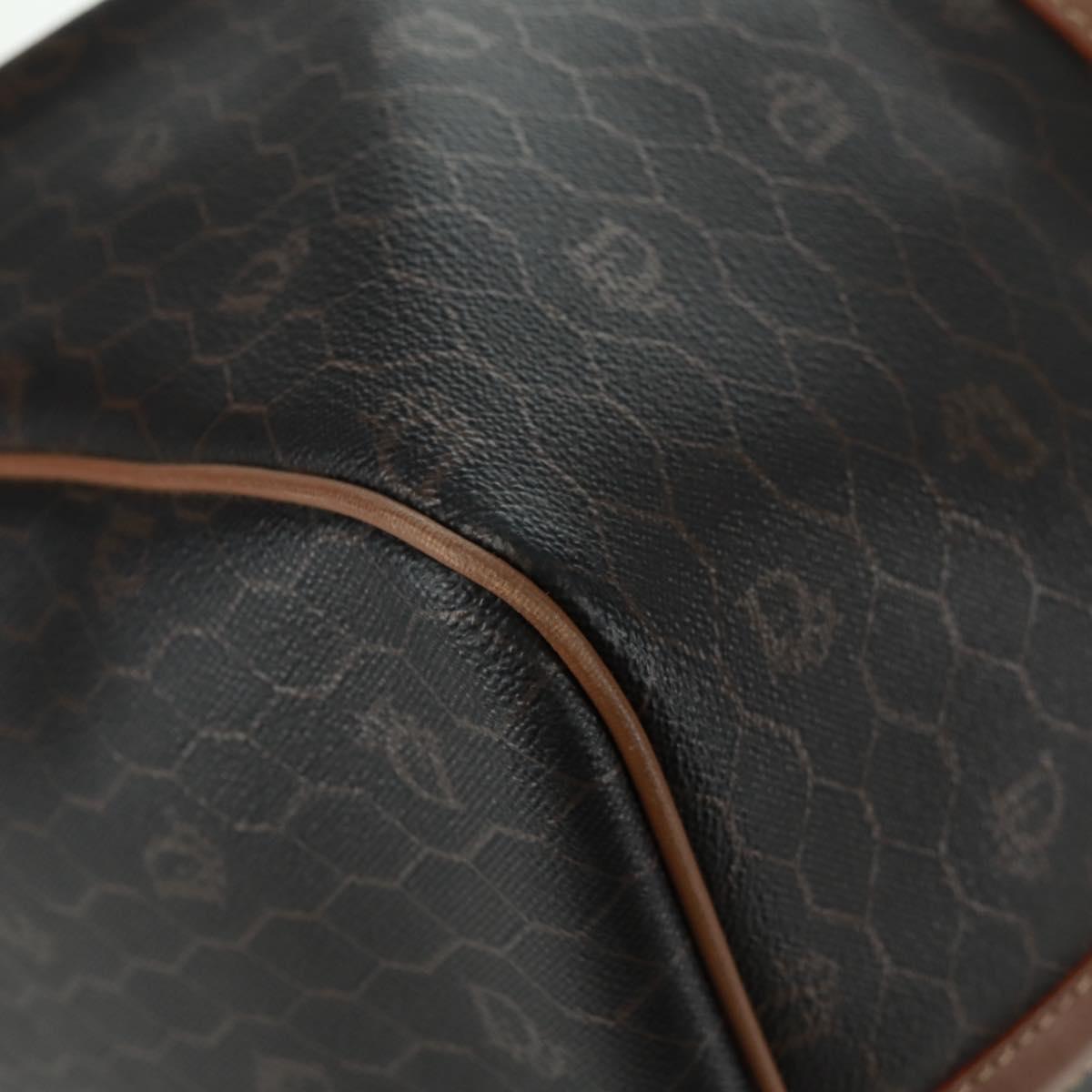 Christian Dior Honeycomb Canvas Boston Bag PVC Black Gold Auth 158426