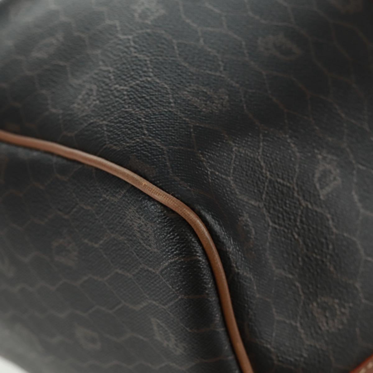 Christian Dior Honeycomb Canvas Boston Bag PVC Black Gold Auth 158426