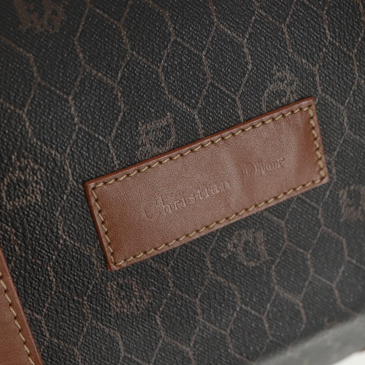 Christian Dior Honeycomb Canvas Boston Bag PVC Black Gold Auth 158426
