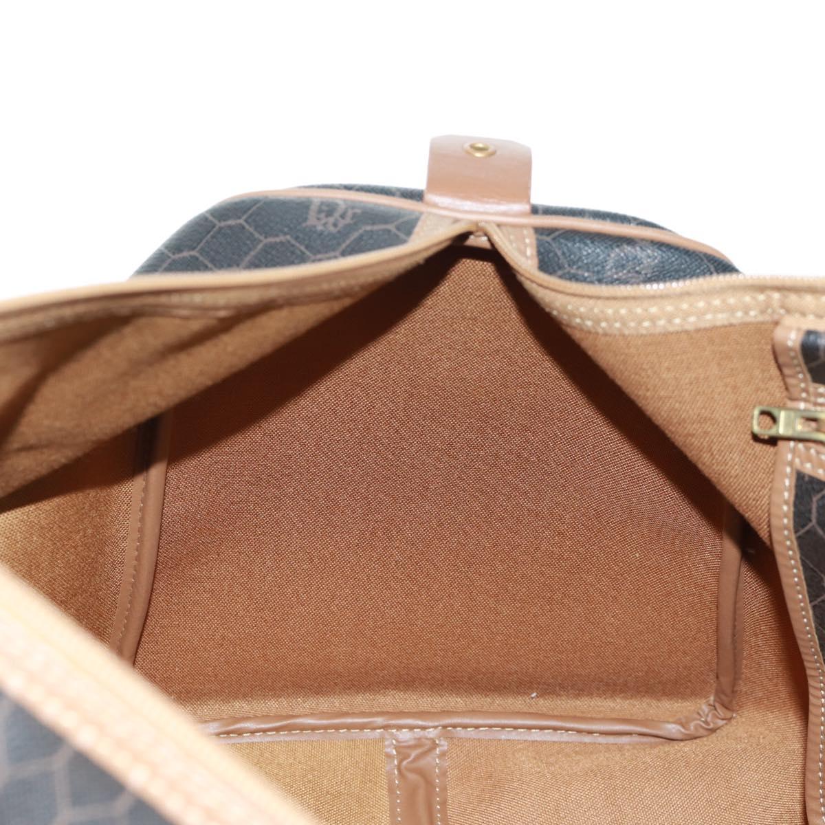 Christian Dior Honeycomb Canvas Boston Bag PVC Black Gold Auth 158426
