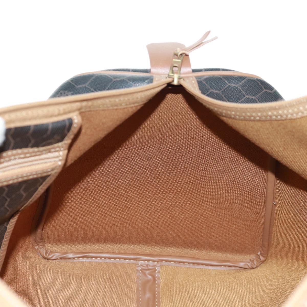 Christian Dior Honeycomb Canvas Boston Bag PVC Black Gold Auth 158426
