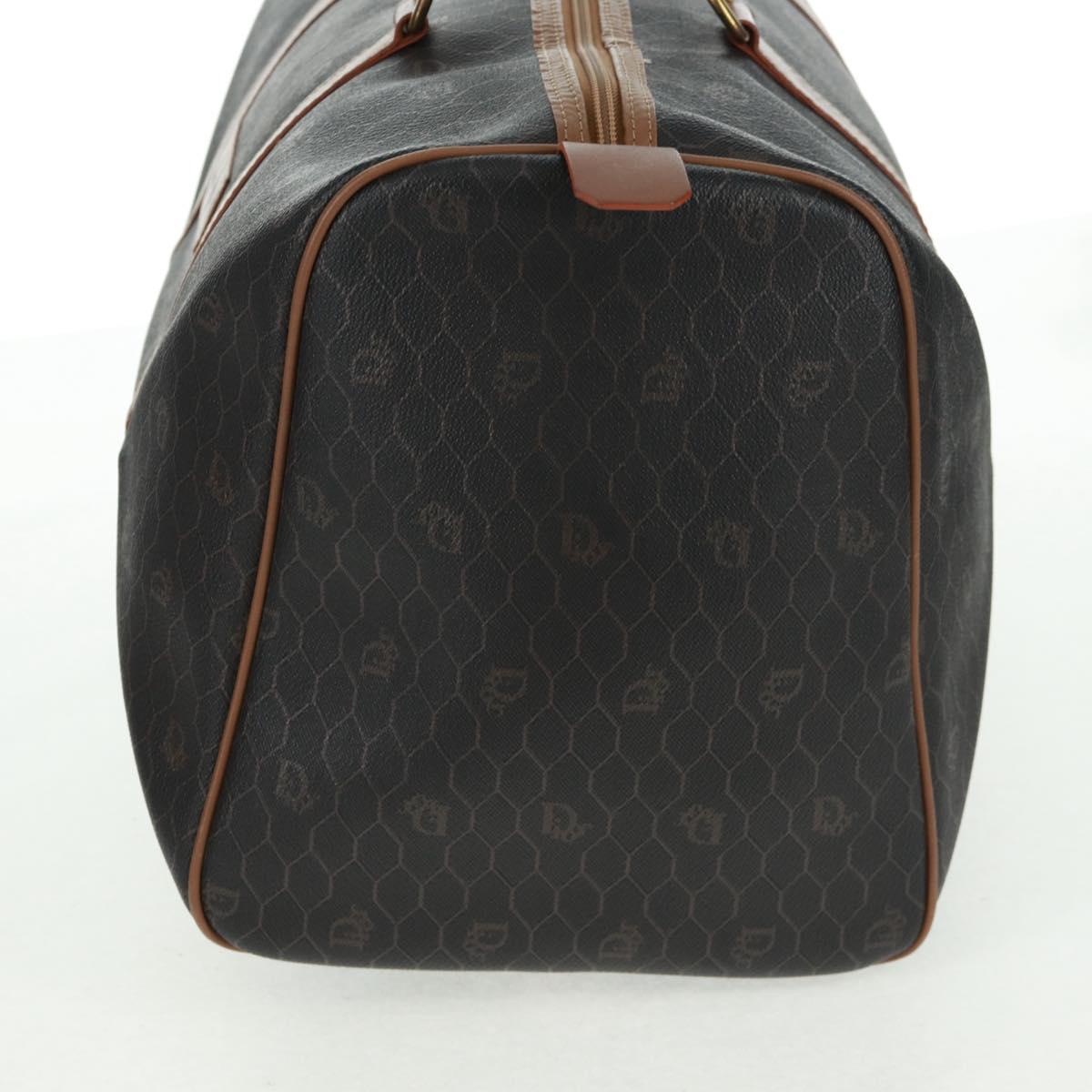 Christian Dior Honeycomb Canvas Boston Bag PVC Black Gold Auth 158426