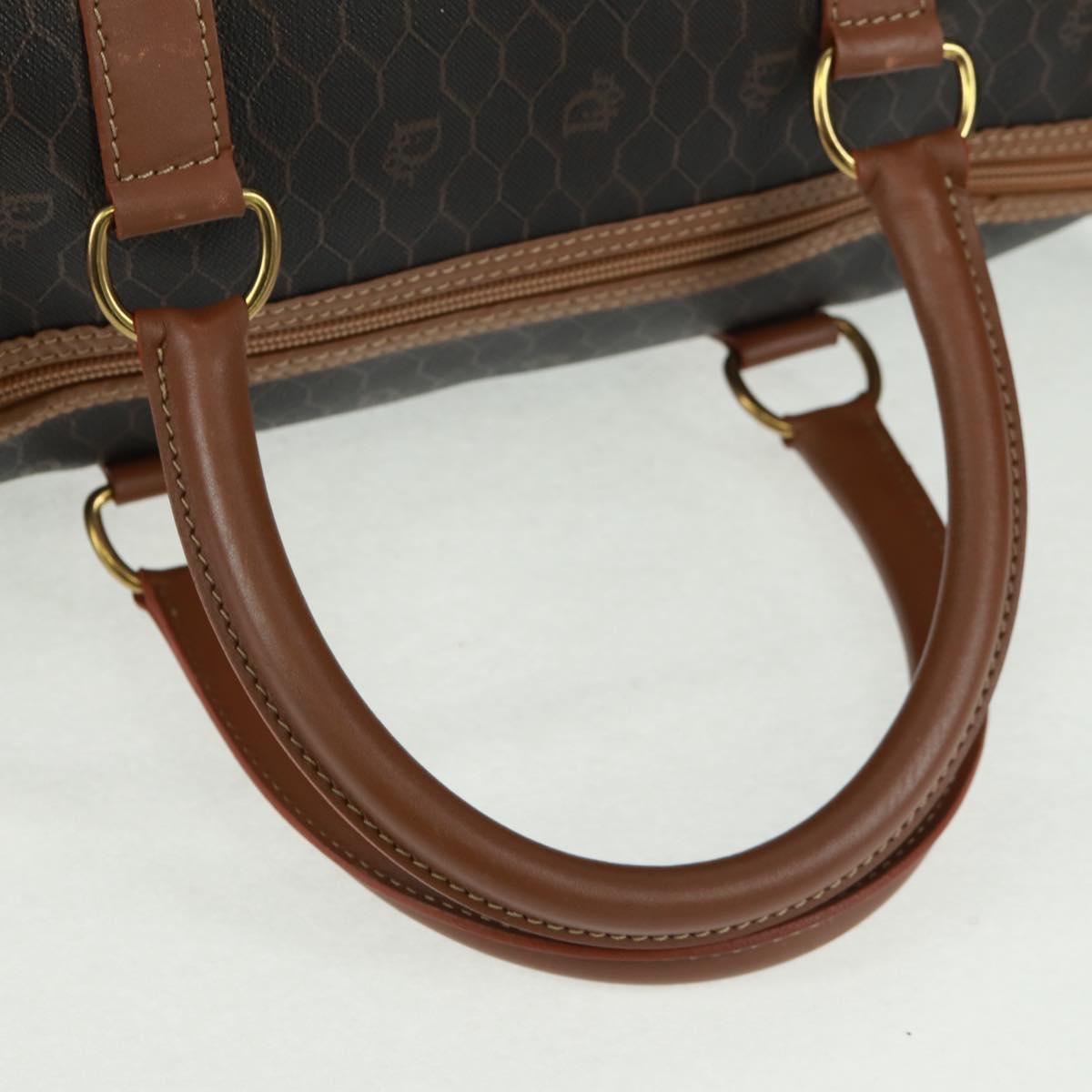 Christian Dior Honeycomb Canvas Boston Bag PVC Black Gold Auth 158426